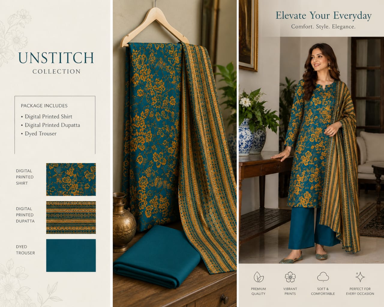 Premium Lawn 3-Piece Unstitch Suit view 2