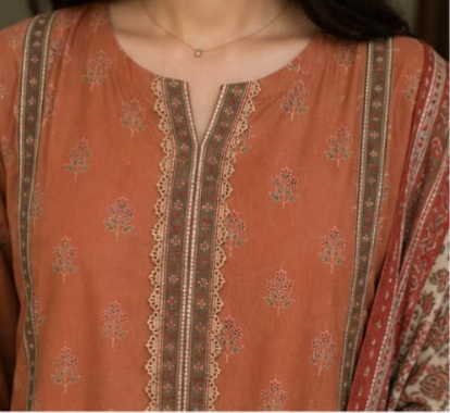 Premium 3 Piece Gol Daman Lawn Suit with Farshi Shalwar view 3