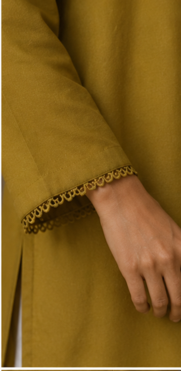 Premium 2 Piece Solid Shirt with Embroidered Wide-Leg Trouser view 2