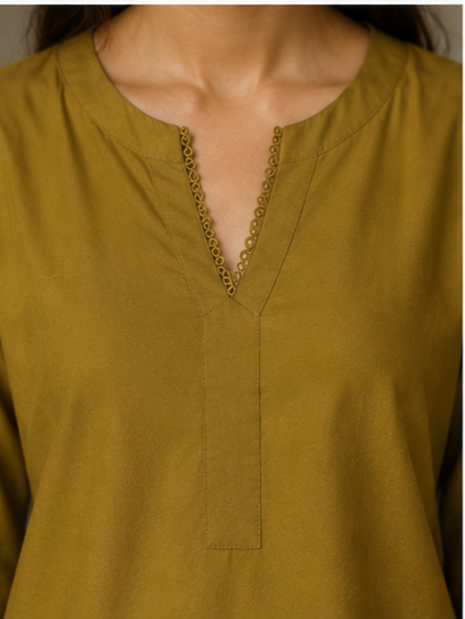 Premium 2 Piece Solid Shirt with Embroidered Wide-Leg Trouser view 3