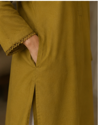 Premium 2 Piece Solid Shirt with Embroidered Wide-Leg Trouser view 4