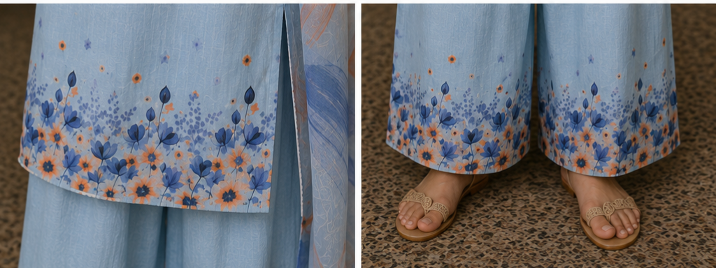 Powder Blue Floral Lawn 3 piece Dress for Women view 5