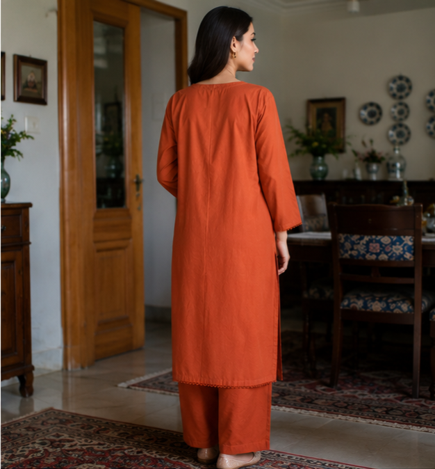 Minimalist Rust Womens 2-Piece Dress